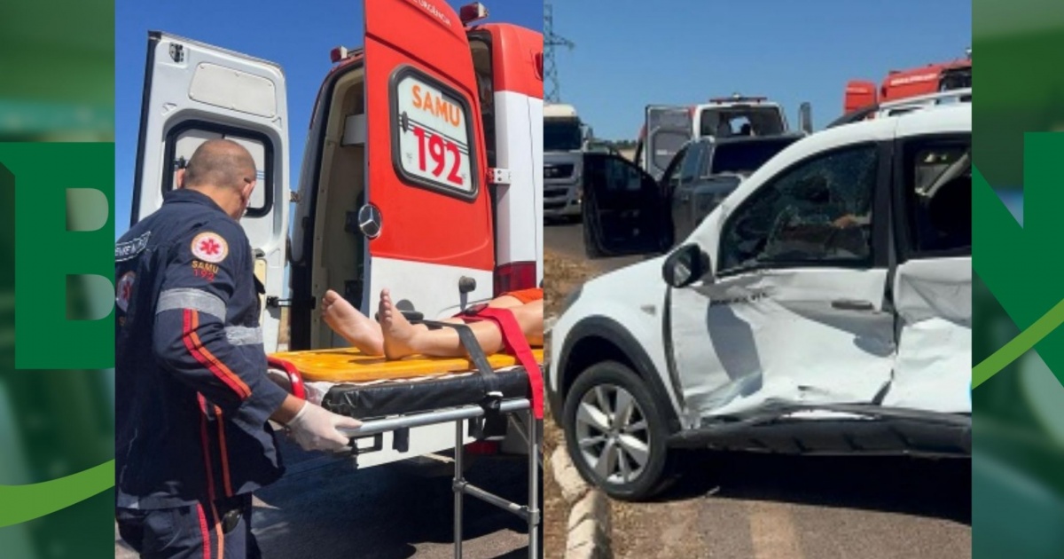 Família fica ferida em acidente de trânsito após motorista cochilar no volante em trecho da BR-242 no Oeste baiano